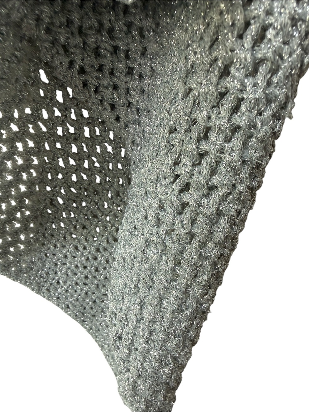 Chico’s Silver Metallic Open Knit Poncho OS - Picture 6 of 6